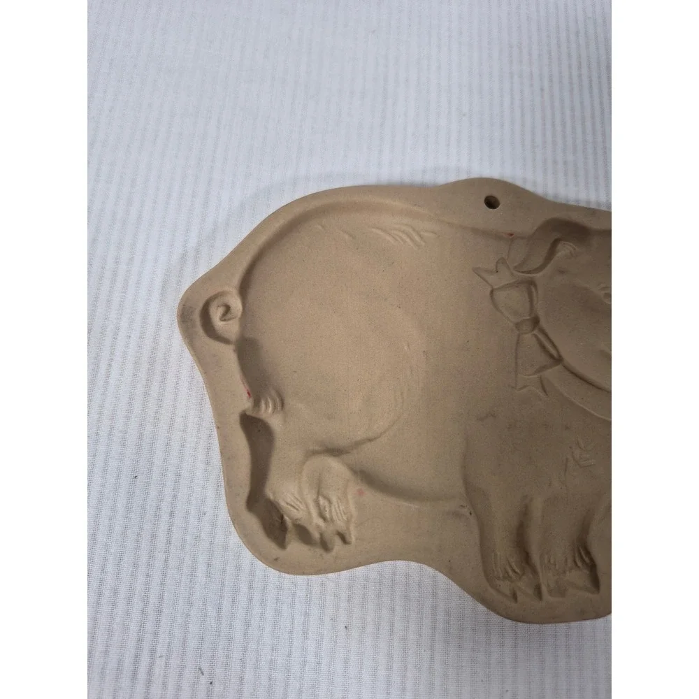 Vintage Brown Bag Cookie Art Stoneware Pig Cookie Mold Farmhouse Kitchen Decor